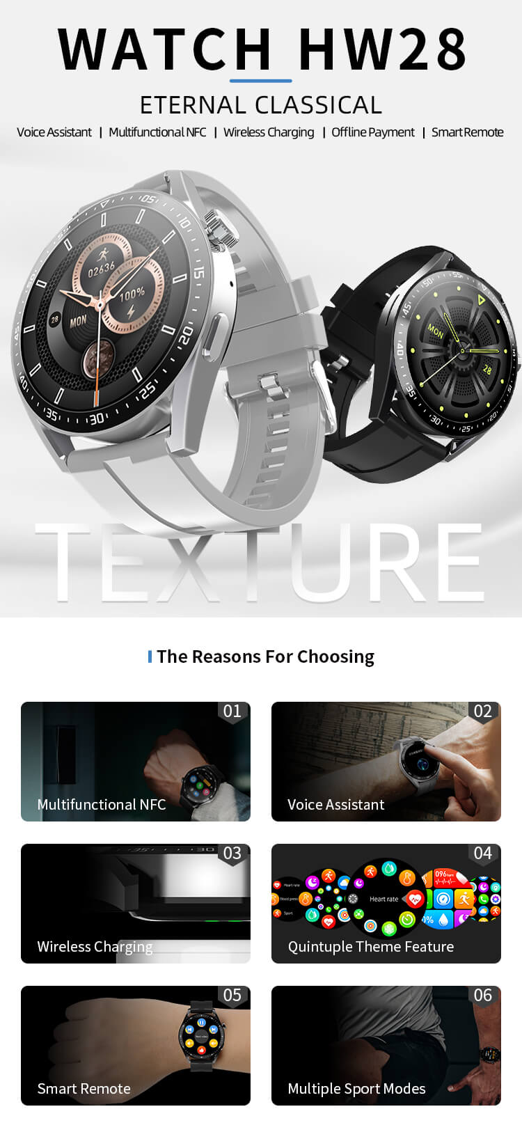 HW28 Eeuwige klassieke draadloze oplaadsmartwatches-Shenzhen Shengye Technology Co., Ltd