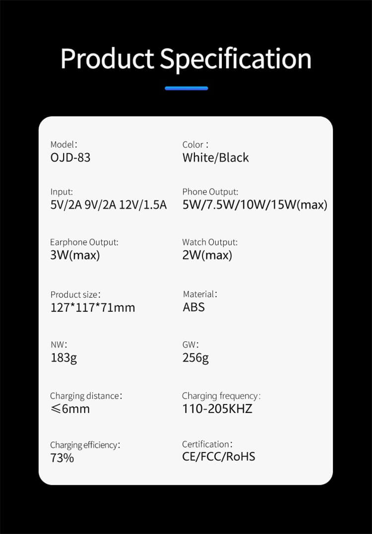 OJD-83 Fast Qi 磁気ワイヤレス充電器-Shenzhen Shengye Technology Co.,Ltd