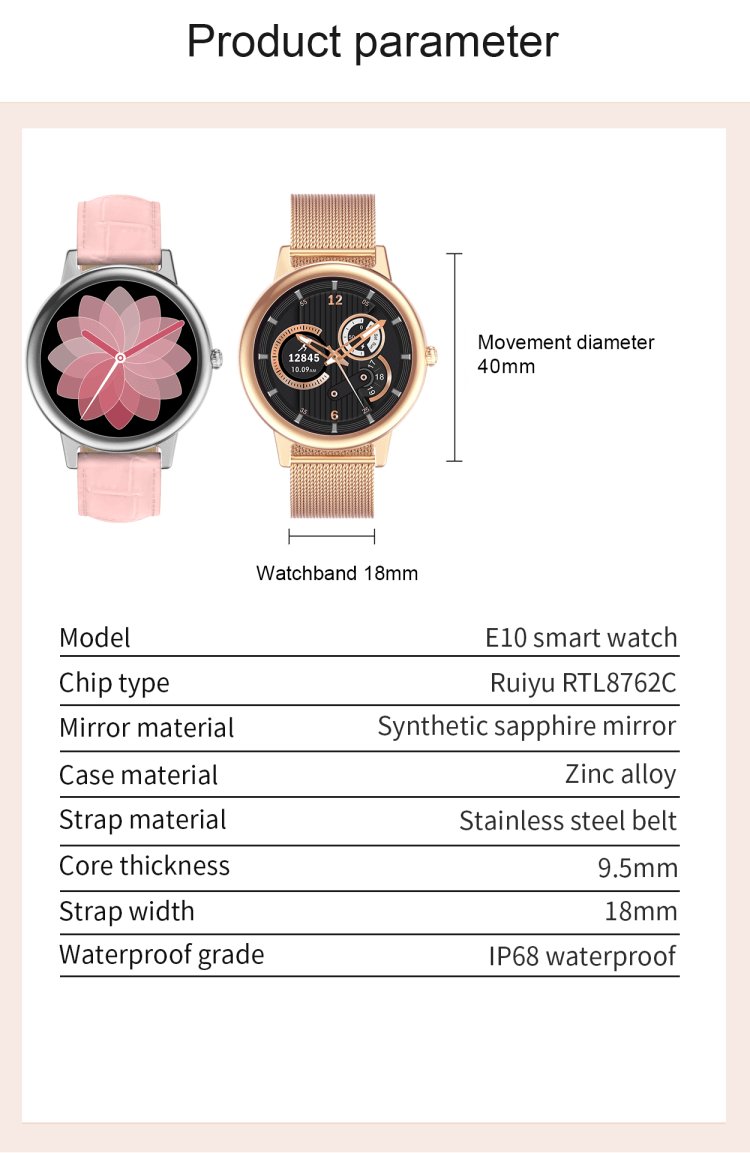 E10 Lady Fashion Luxury Design Bluetooth Smartwatch-Shenzhen Shengye Technology Co.,Ltd