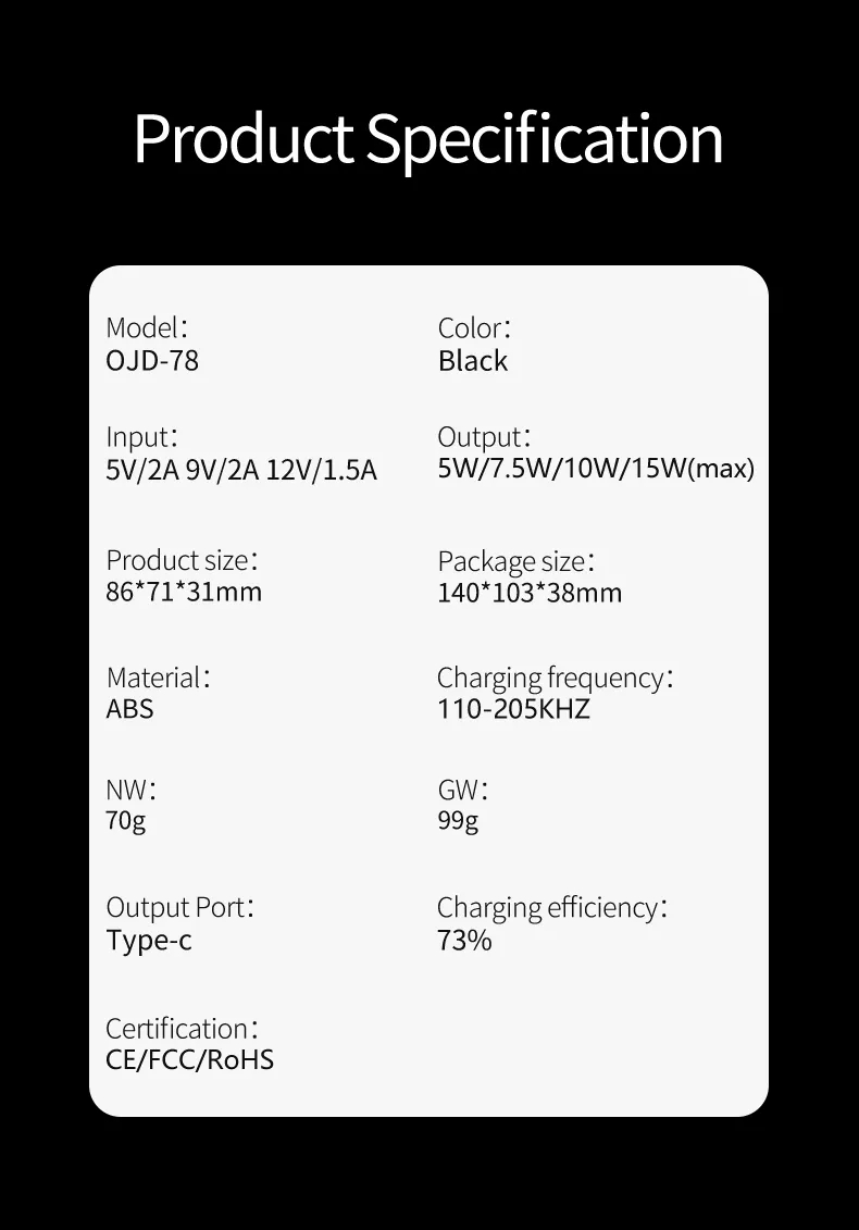 OJD-78 360 Rotation Fast Magnetic Wireless Charger-Shenzhen Shengye Technology Co., Ltd.