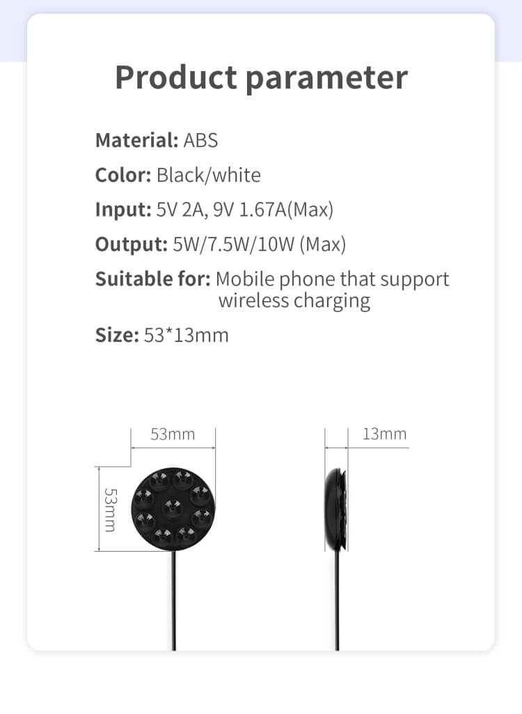 Mini Suction Cup Two Modes Wireless Charger Pad-Shenzhen Shengye Technology Co.,Ltd