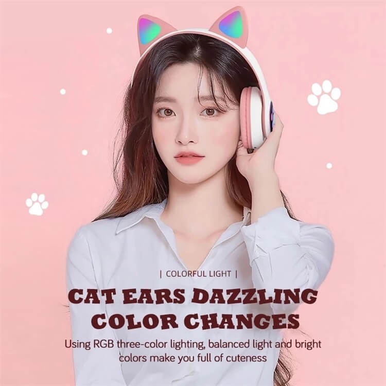 STN-28 Cute Cat Ears Stereo Bass LED Wireless Headphones-Shenzhen Shengye Technology Co.,Ltd