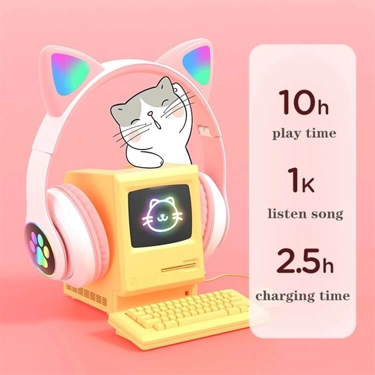 STN-28 Cute Cat Ears Stereo Bass LED Wireless Headphones-Shenzhen Shengye Technology Co.,Ltd