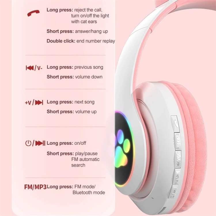 STN-28 Cute Cat Ears Stereo Bass LED Wireless Headphones-Shenzhen Shengye Technology Co.,Ltd
