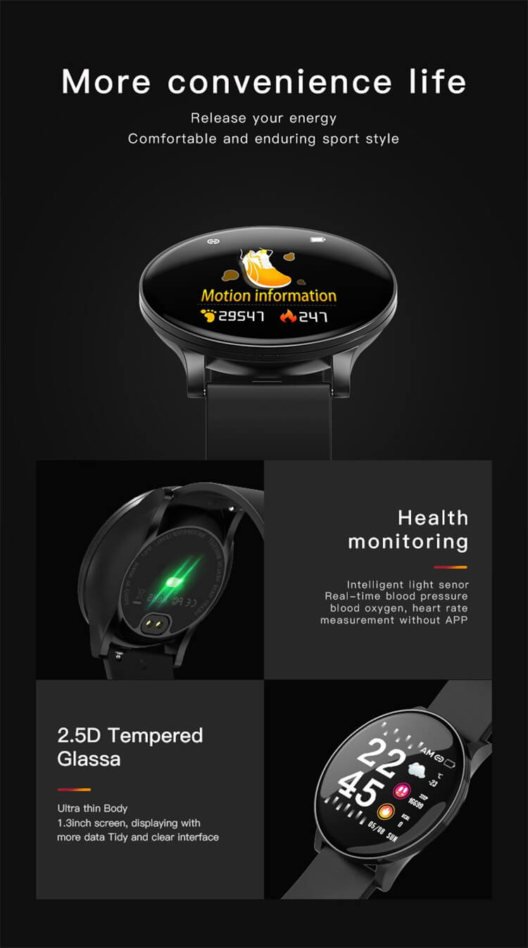 W8 Cuerpo delgado y liviano Record Health Date SmartWatch-Shenzhen Shengye Technology Co.,Ltd