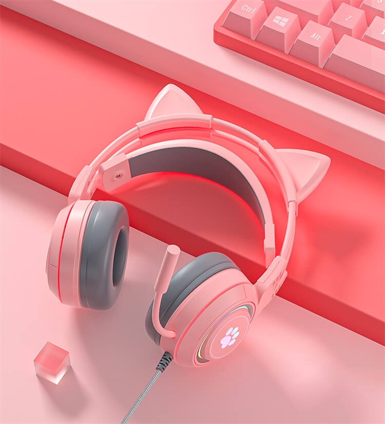 SY-G25 Pink Cute Cat Ears Rainbow RGB Lamp Headphone-Shenzhen Shengye Technology Co.,Ltd