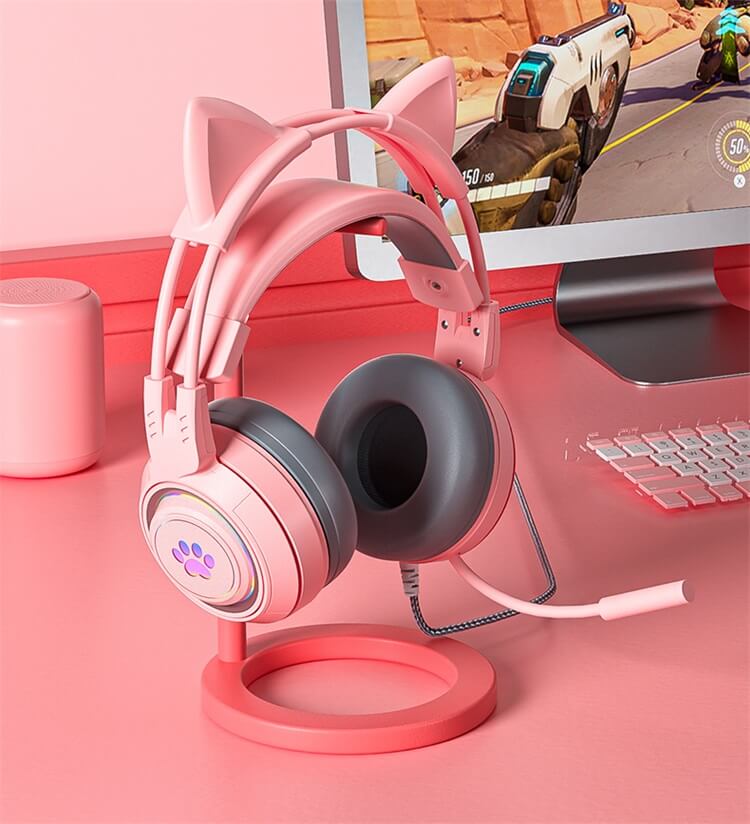 SY-G25 Pink Cute Cat Ears Rainbow RGB Lamp Headphone-Shenzhen Shengye Technology Co.,Ltd