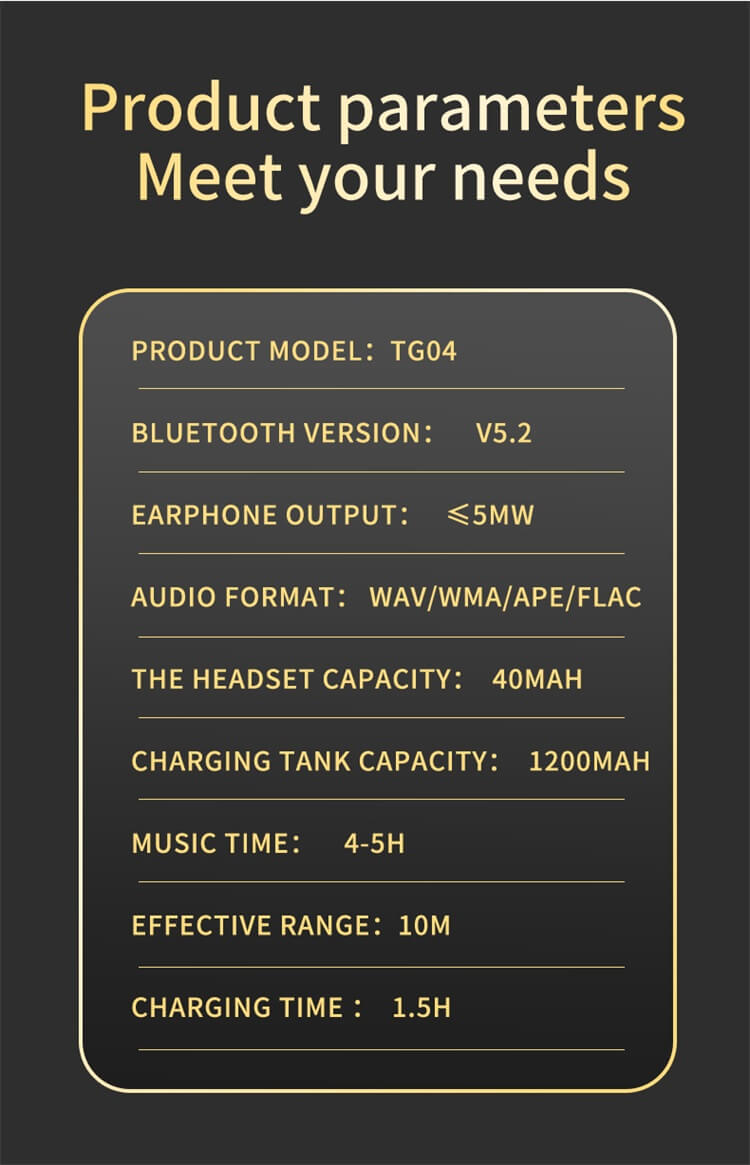 TG04 Bluetooth 5.2 High Sound Quality Smart Earphone Wholesaler ODM-Shenzhen Shengye Technology Co.,Ltd