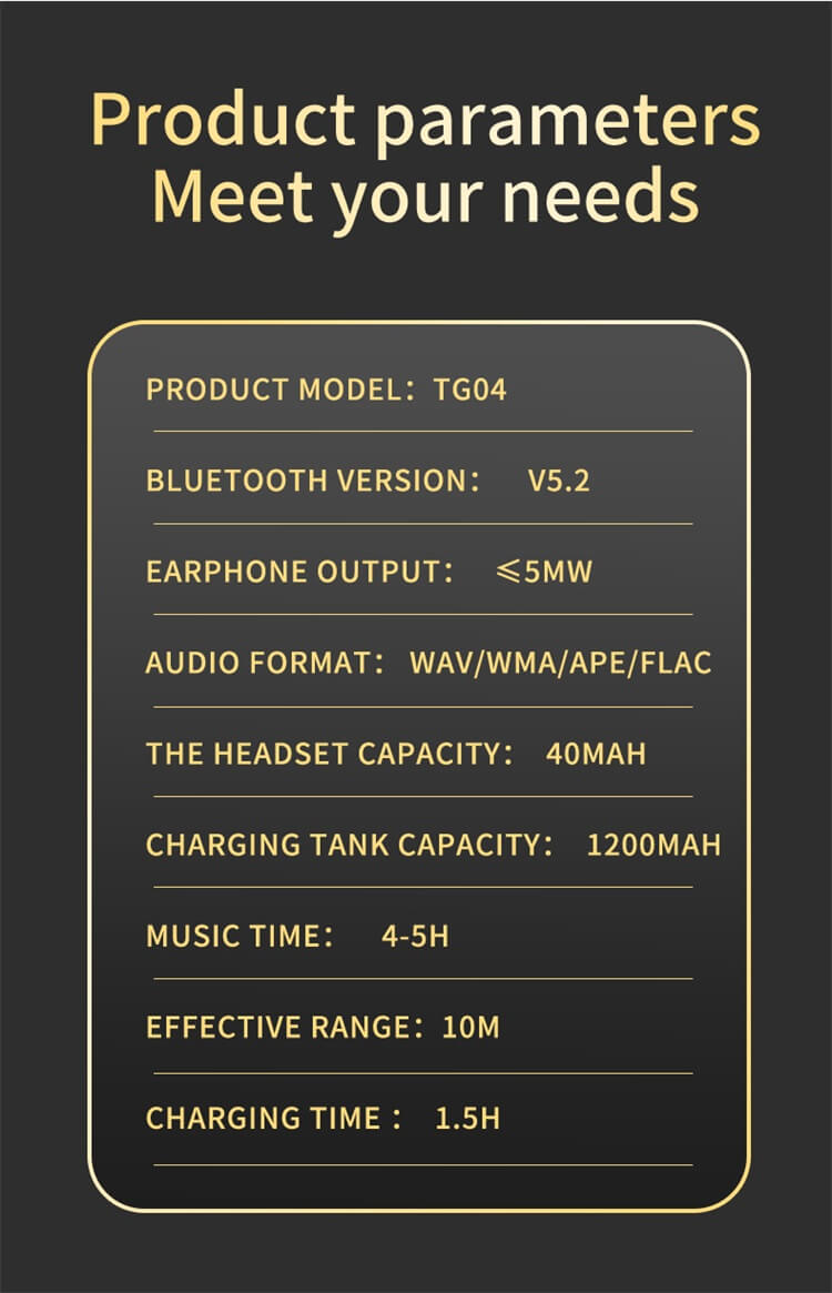 TG04 Bluetooth 5.2 Hoge geluidskwaliteit Slimme oortelefoon Groothandelaar ODM-Shenzhen Shengye Technology Co.,Ltd