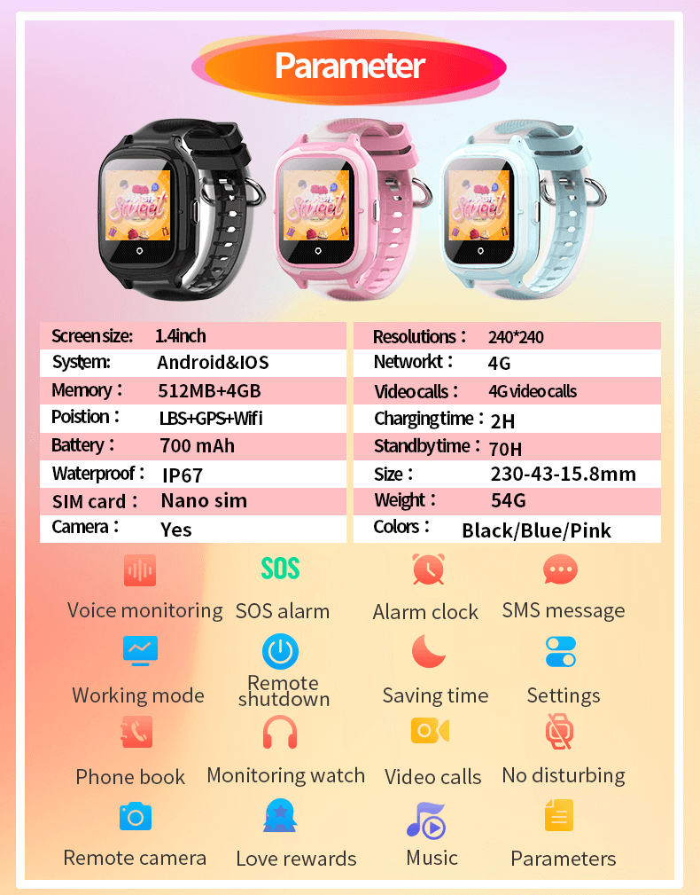 DF55 Sim 4G GPS Montre intelligente pour enfants-Shenzhen Shengye Technology Co., Ltd