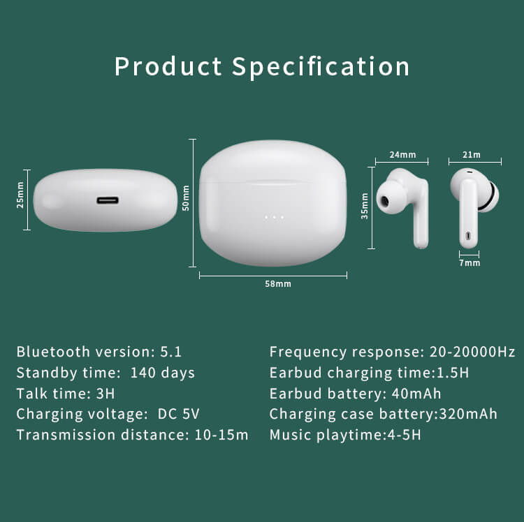 A40 ENC Ohrhörer ANC TWS Bluetooth 5.1 Kopfhörer Großhandel Distributor-Shenzhen Shengye Technology Co., Ltd