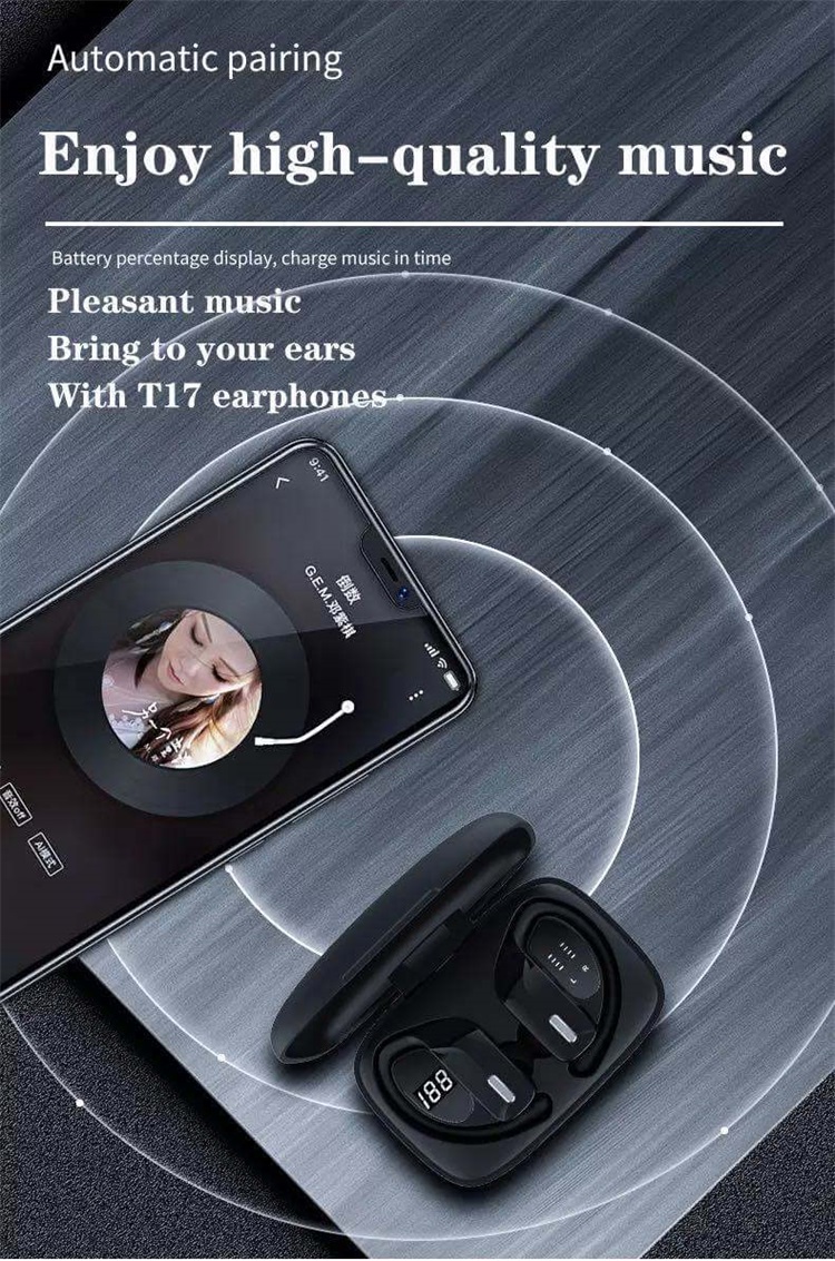 T17 Proveedor de China Auriculares con gancho TWS para juegos Blutooth tipo C impermeables-Shenzhen Shengye Technology Co., Ltd