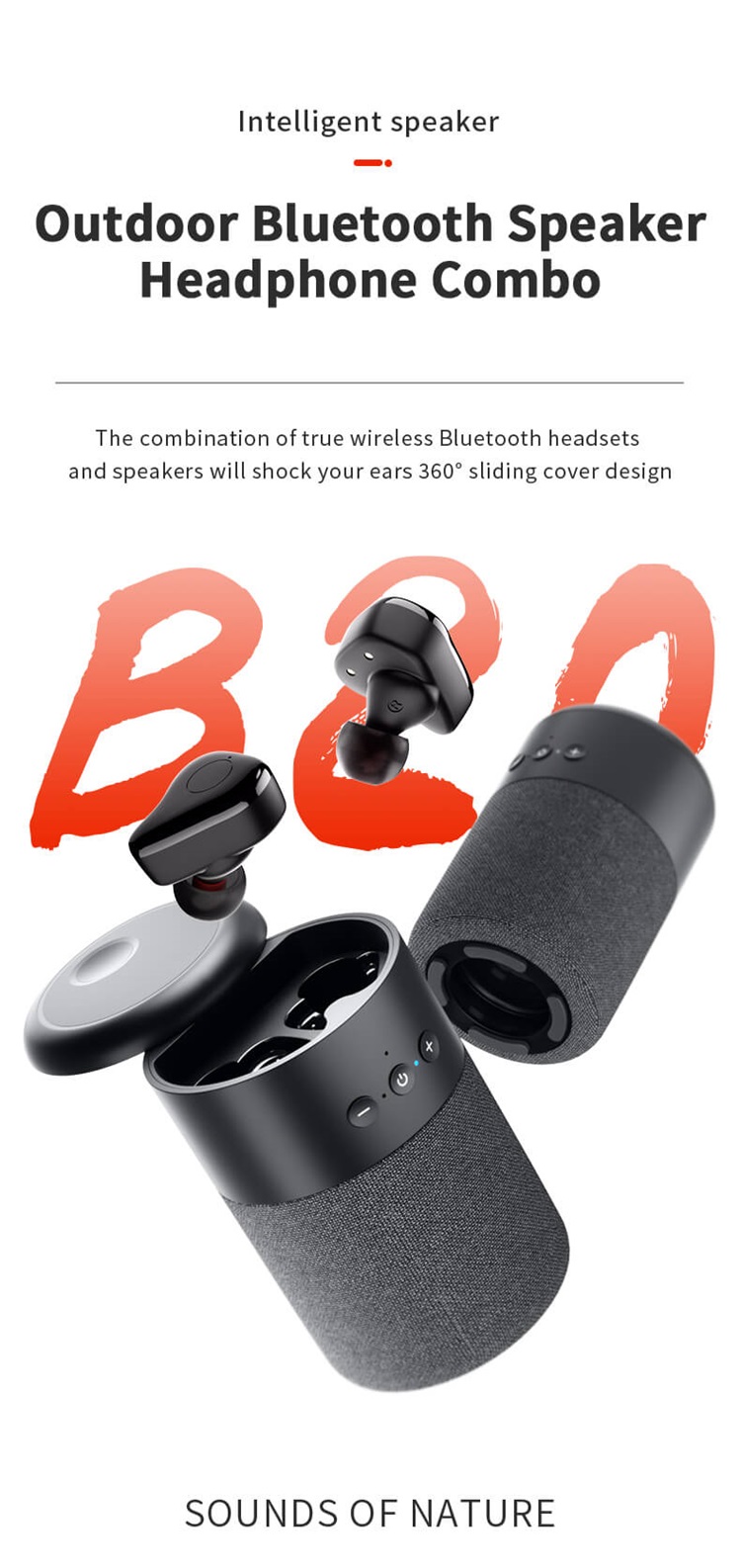 B20 2 in 1 Portable Soundbox  Noise Isolation Wireless Earbuds Wholesale Supplier-Shenzhen Shengye Technology Co.,Ltd