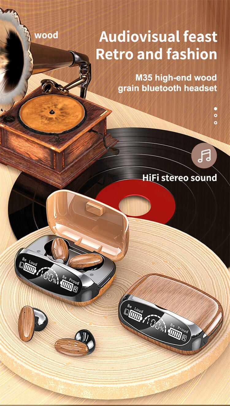 Auriculares estéreo HIFI de grano de madera personalizados de fábrica M35-Shenzhen Shengye Technology Co.,Ltd