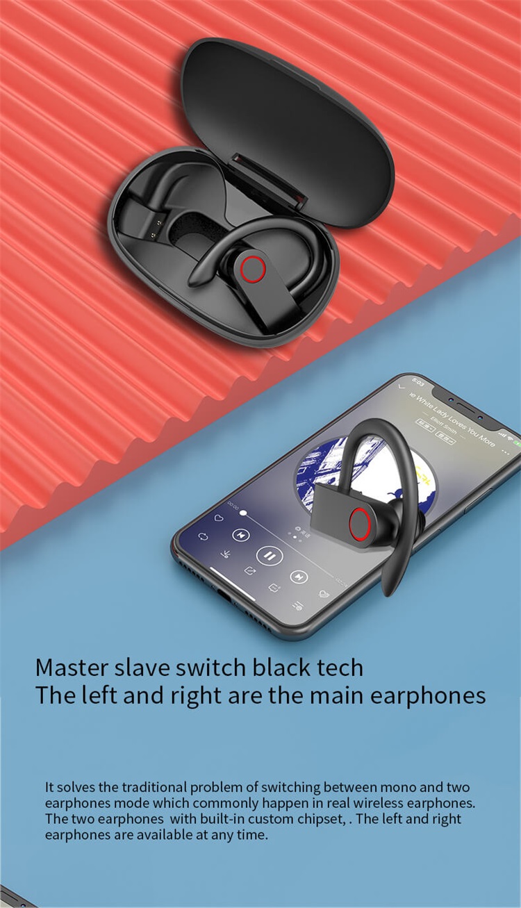 A9 Pro China Wholesale  Cool Black Earhook Headset Custom Bluetooth Earbuds-Shenzhen Shengye Technology Co.,Ltd