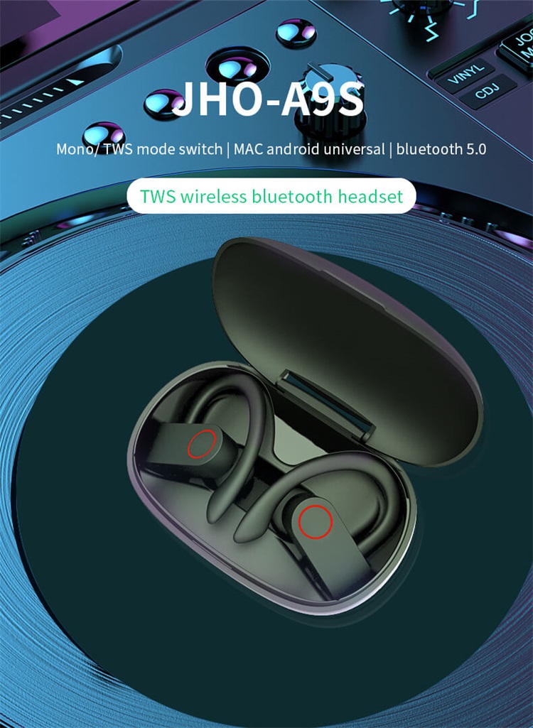 A9 Pro China Wholesale  Cool Black Earhook Headset Custom Bluetooth Earbuds-Shenzhen Shengye Technology Co.,Ltd
