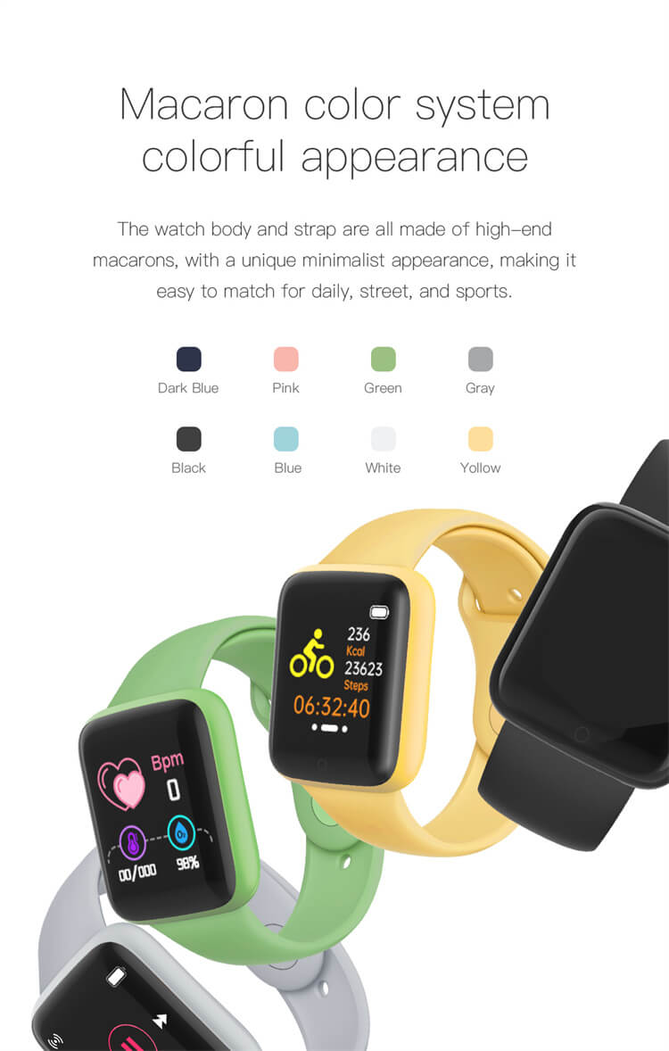 Y68 D20 Macaron Wholesale Custom APP 1.44 Inch Smartwatch Mobile Phone Android Smart Watch-Shenzhen Shengye Technology Co.,Ltd