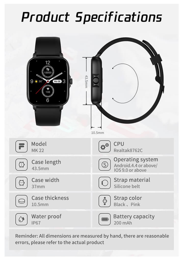 MK22 Полноэкранный сенсорный экран для мужчин и женщин Android Smart Watch-Shenzhen Shengye Technology Co.,Ltd