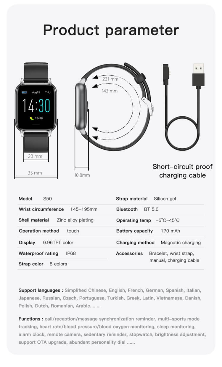 S50 Fitness Tracker Dispositivos portátiles Pulsera Reloj inteligente-Shenzhen Shengye Technology Co.,Ltd