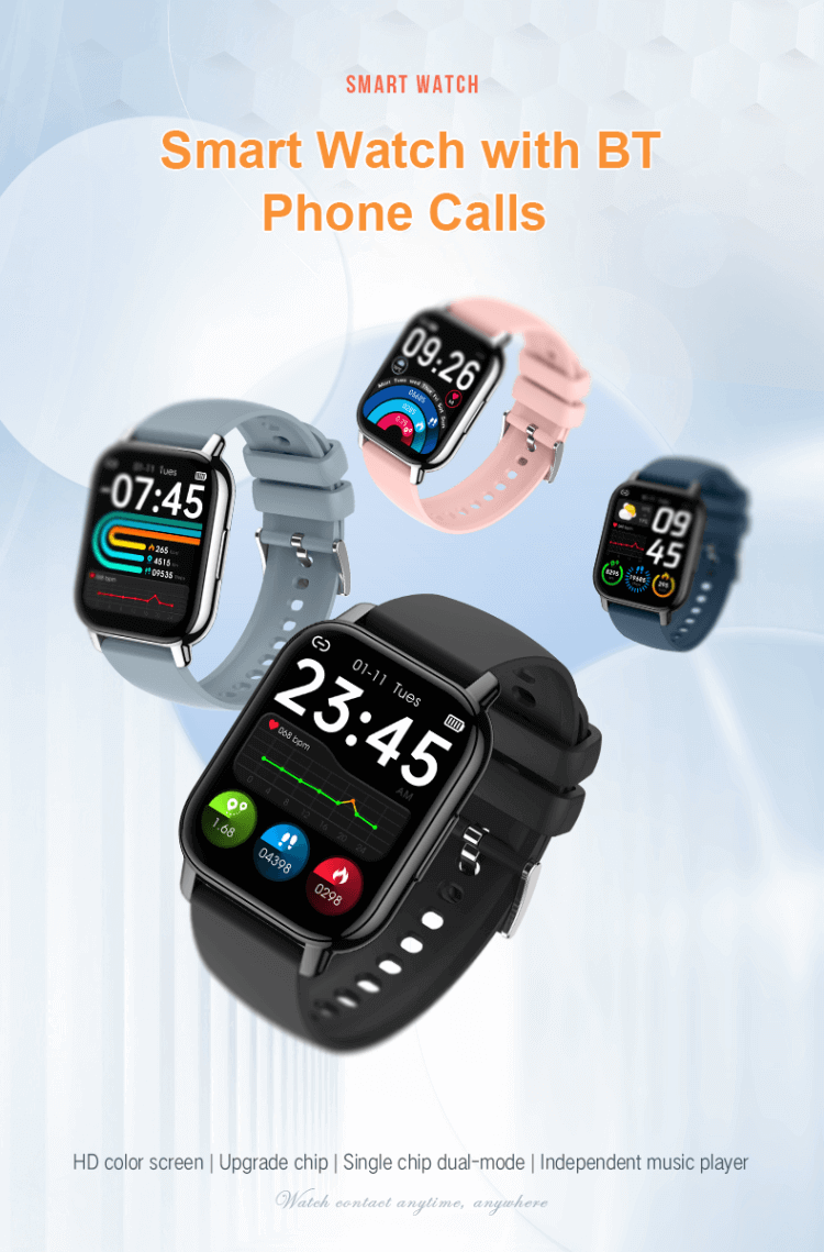 P66 Ajustar el brillo de la pantalla Reloj inteligente cuadrado de silicona-Shenzhen Shengye Technology Co.,Ltd