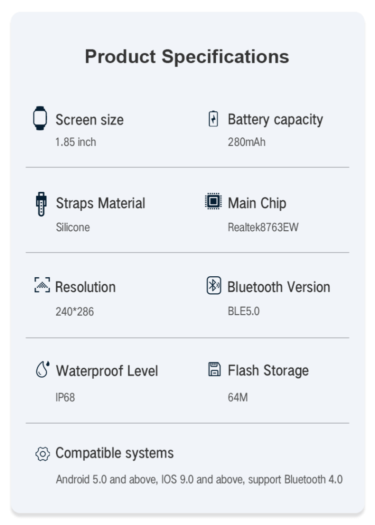 P66 ضبط سطوع الشاشة ساعة ذكية مربعة من السيليكون-Shenzhen Shengye Technology Co.,Ltd