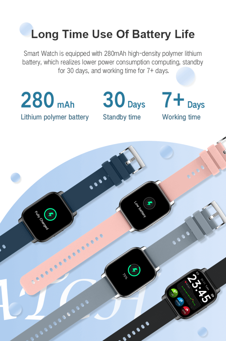 P66 ajuster la luminosité de l'écran montre intelligente carrée en silicone-Shenzhen Shengye Technology Co., Ltd