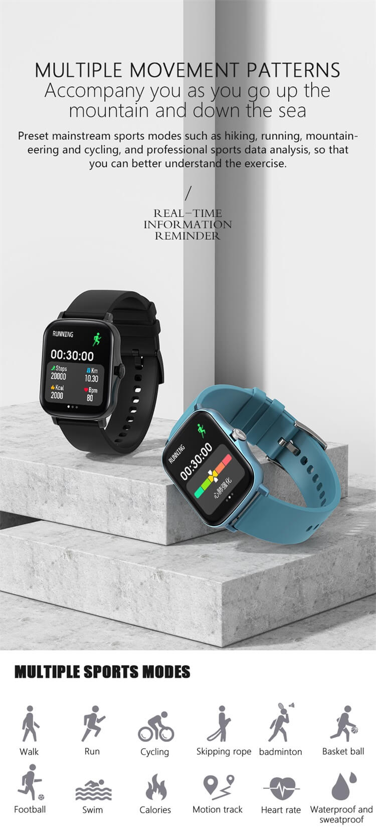 Reloj inteligente Android con monitor de presión arterial táctil de moda Y20-Shenzhen Shengye Technology Co., Ltd