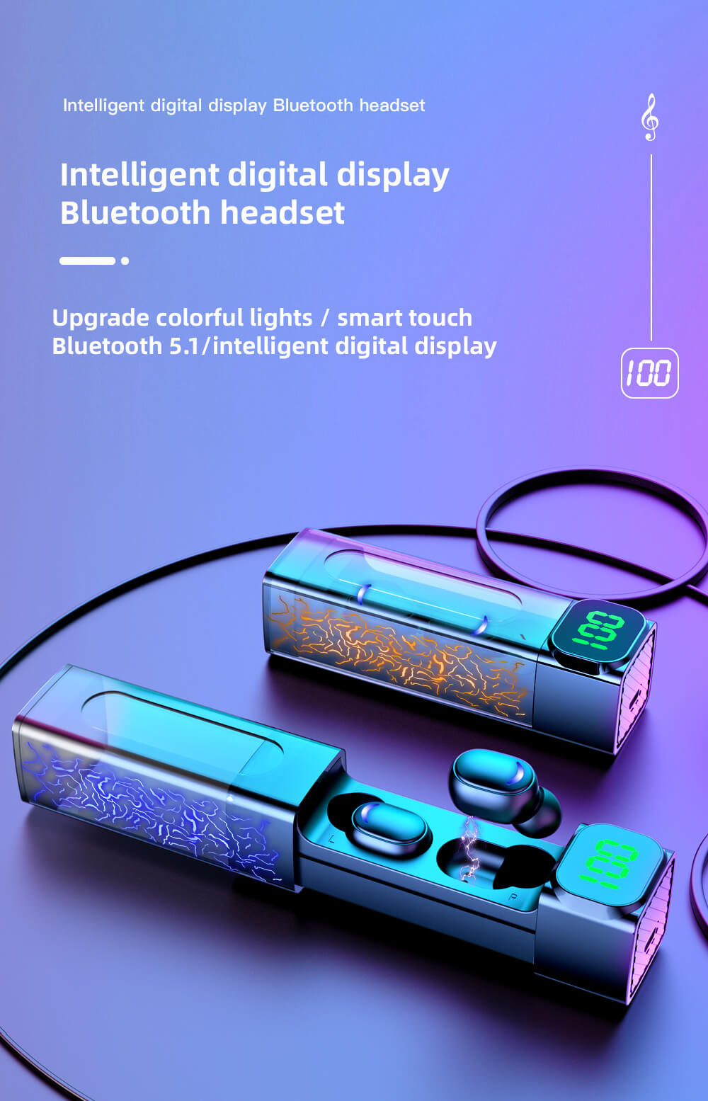 E50 Factory LED Digital Display Custom Bluetooth Earbuds-Shenzhen Shengye Technology Co.,Ltd