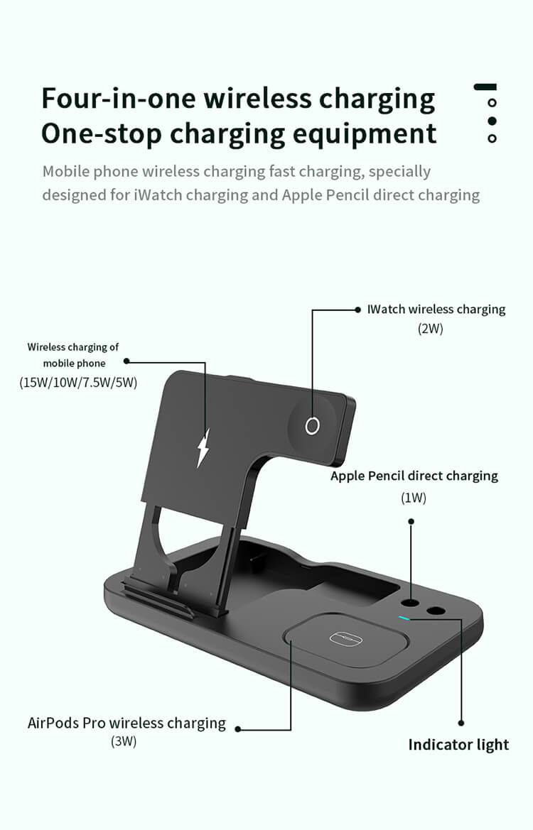 Foldbale 15W haute efficacité OW-01 4 en 1 charge sans fil rapide-Shenzhen Shengye Technology Co., Ltd