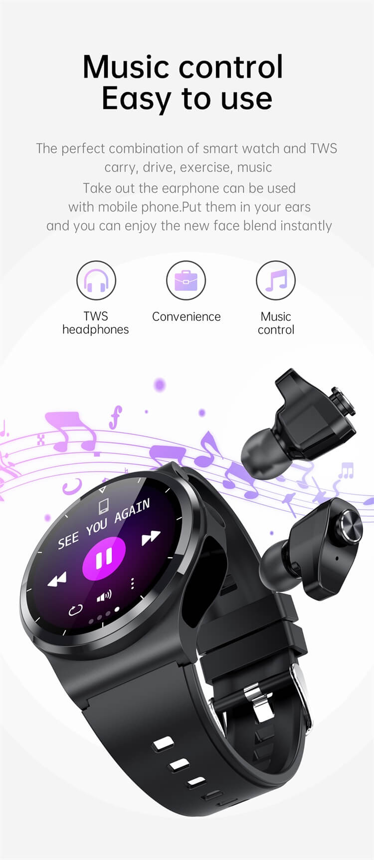 Reloj inteligente GT69 con pantalla táctil completa y pantalla HD con auriculares-Shenzhen Shengye Technology Co.,Ltd