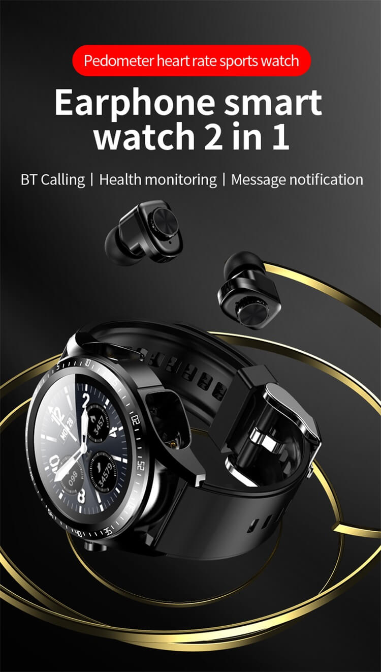 JM03 2 In 1 イヤホン Bluetooth 通話スポーツ心拍数スマートウォッチ-深セン Shengye Technology Co.、Ltd