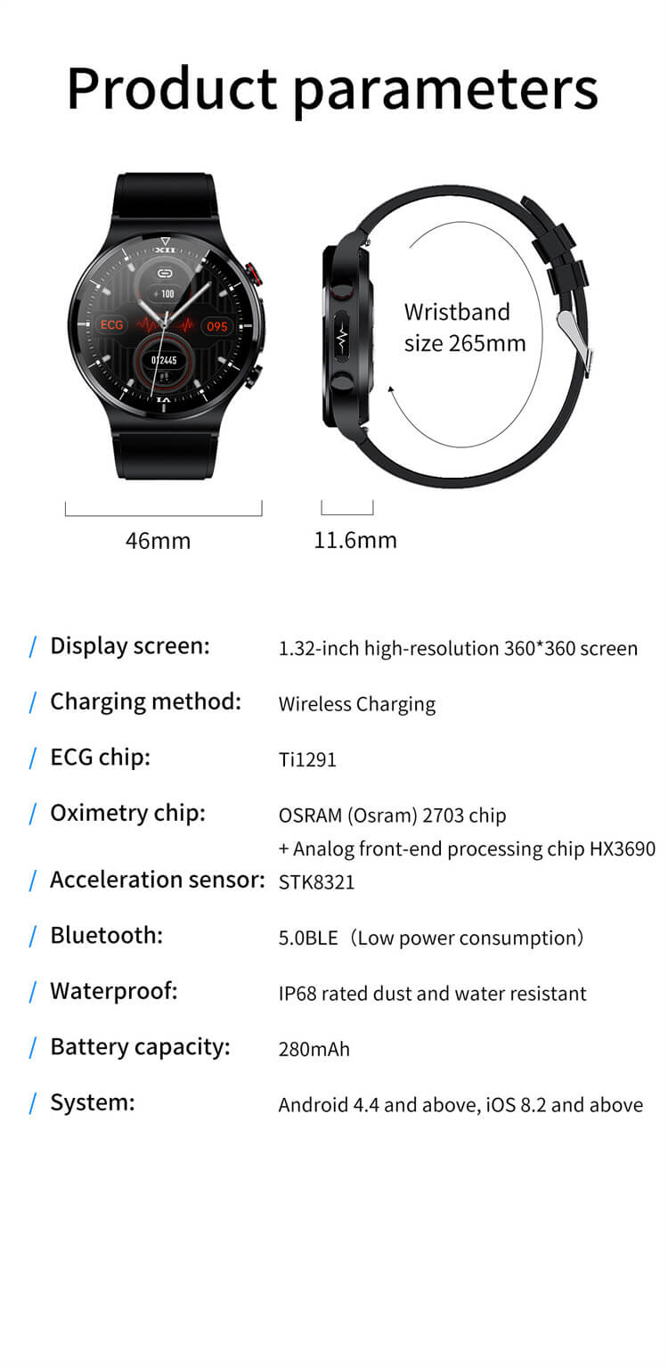 E88 ECG Oxígeno en la sangre Monitoreo de la temperatura corporal Reloj inteligente-Shenzhen Shengye Technology Co.,Ltd