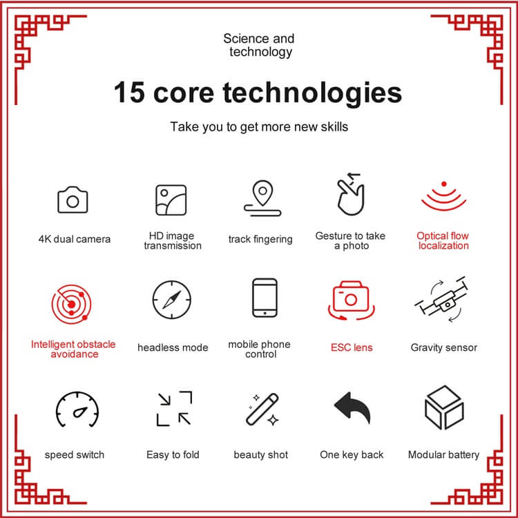 S97 China OEM 15 perc repülési idő, hosszú akkumulátor Vtol Smart Hover Easy Control Összecsukható ESC videó 4K HD kettős kamerakészlet RC Drone-Shenzhen Shengye Technology Co., Ltd.