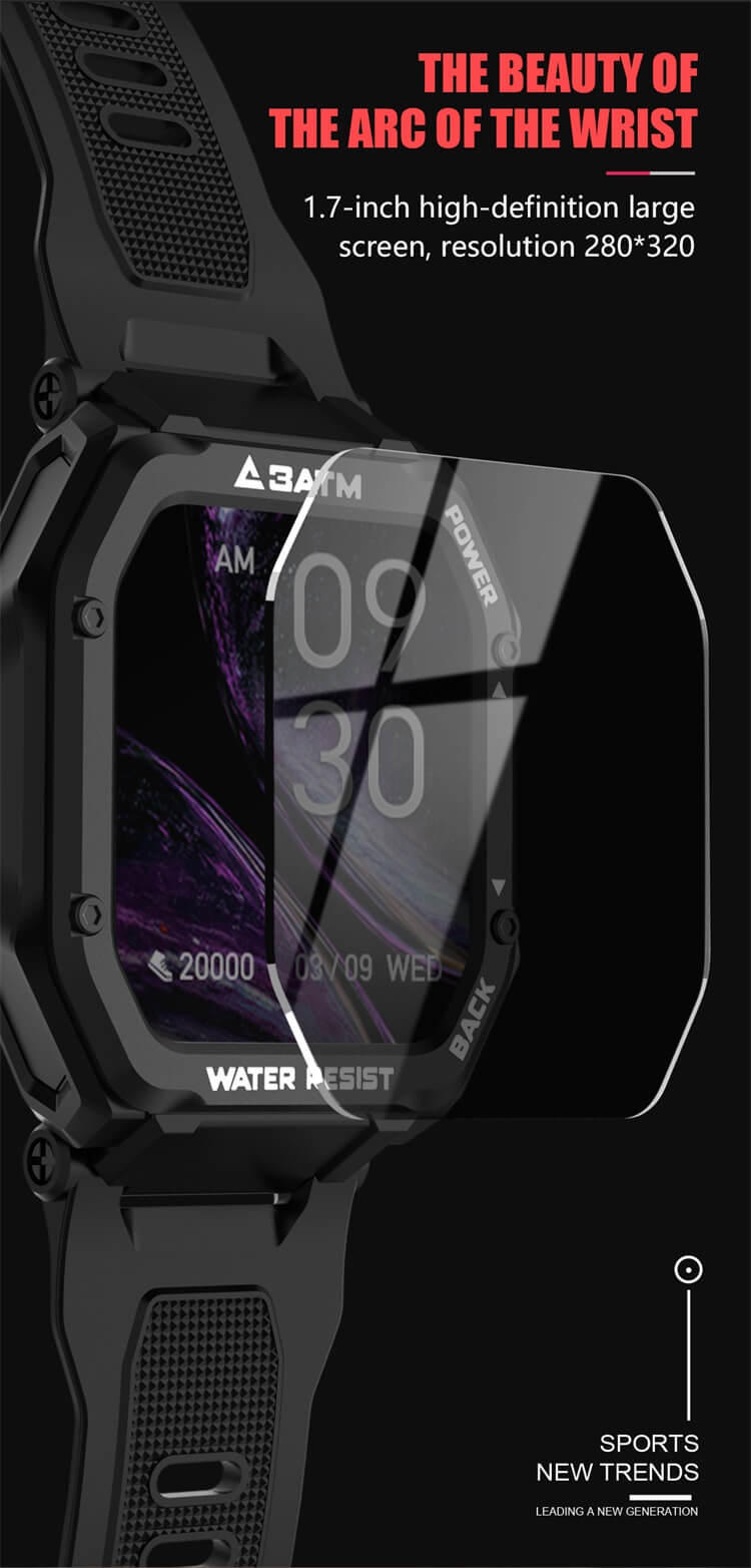 C16 1,7-Zoll-Bildschirm 3ATM Wasserdichte OEM-Silikonbänder Fitness-Smartwatch-Shenzhen Shengye Technology Co.,Ltd
