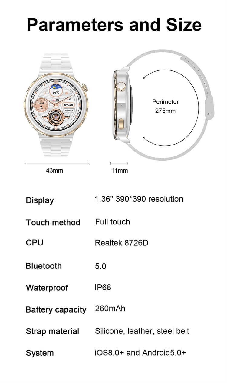 HK43 Fabricante Personalizar Lady Fashion Classic NFC Smartwatch-Shenzhen Shengye Technology Co.,Ltd