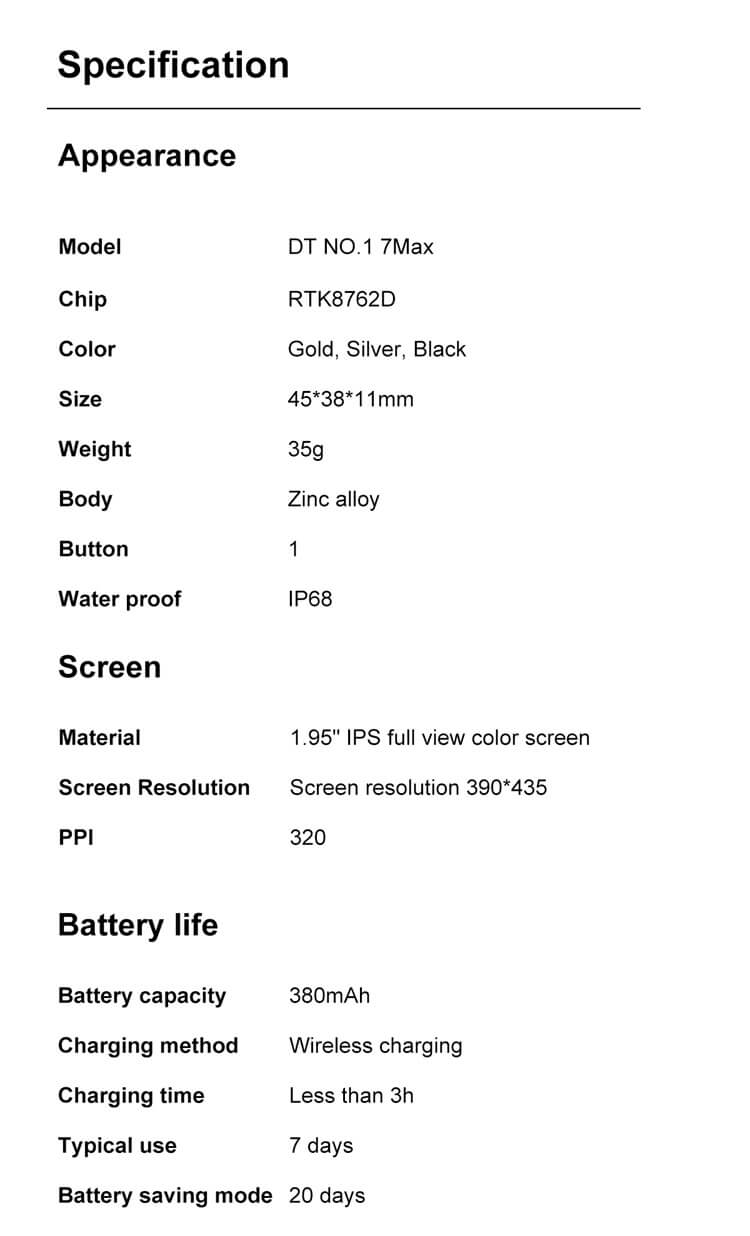 DT NO.1 7 Max Notificação Push Smart Watch Fornecedor de atacado - Shenzhen Shengye Technology Co., Ltd