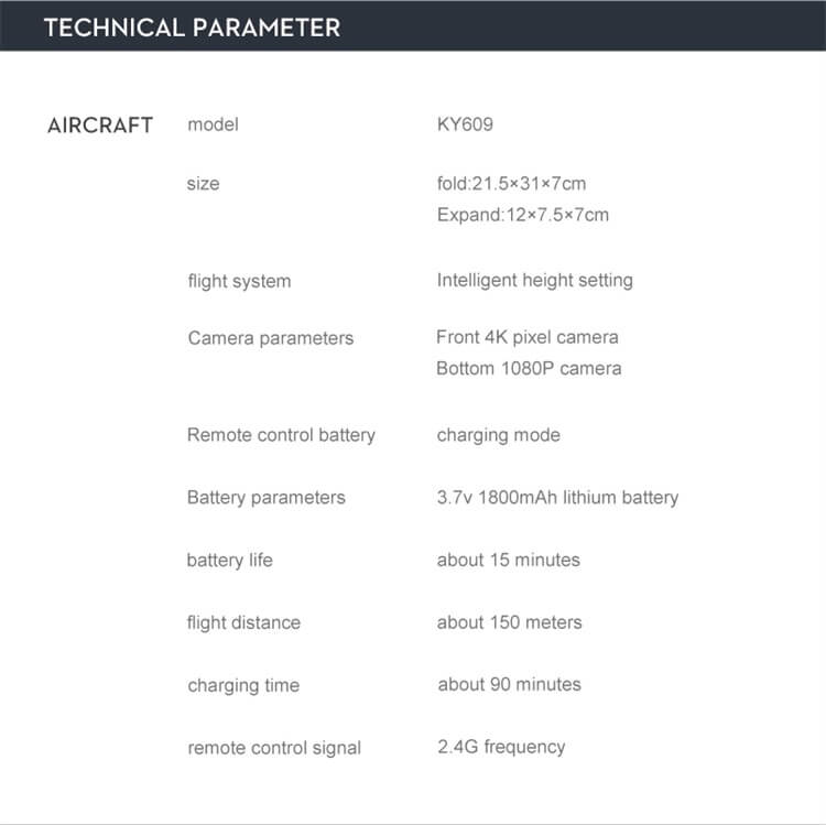 KY609 Drone 12 phút Thời lượng bay dài Thời gian bay 1800mAh Tuổi thọ pin HD Camera kép Mini Giá rẻ VTOL RC 4K Drone-Shengye Technology Co.,Ltd