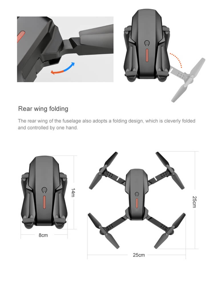 E88 Pro 13 分間飛行バッテリー長距離 4K デュアルカメラポータブル小型折りたたみ式 RC ドローン-深セン Shengye Technology Co.,Ltd