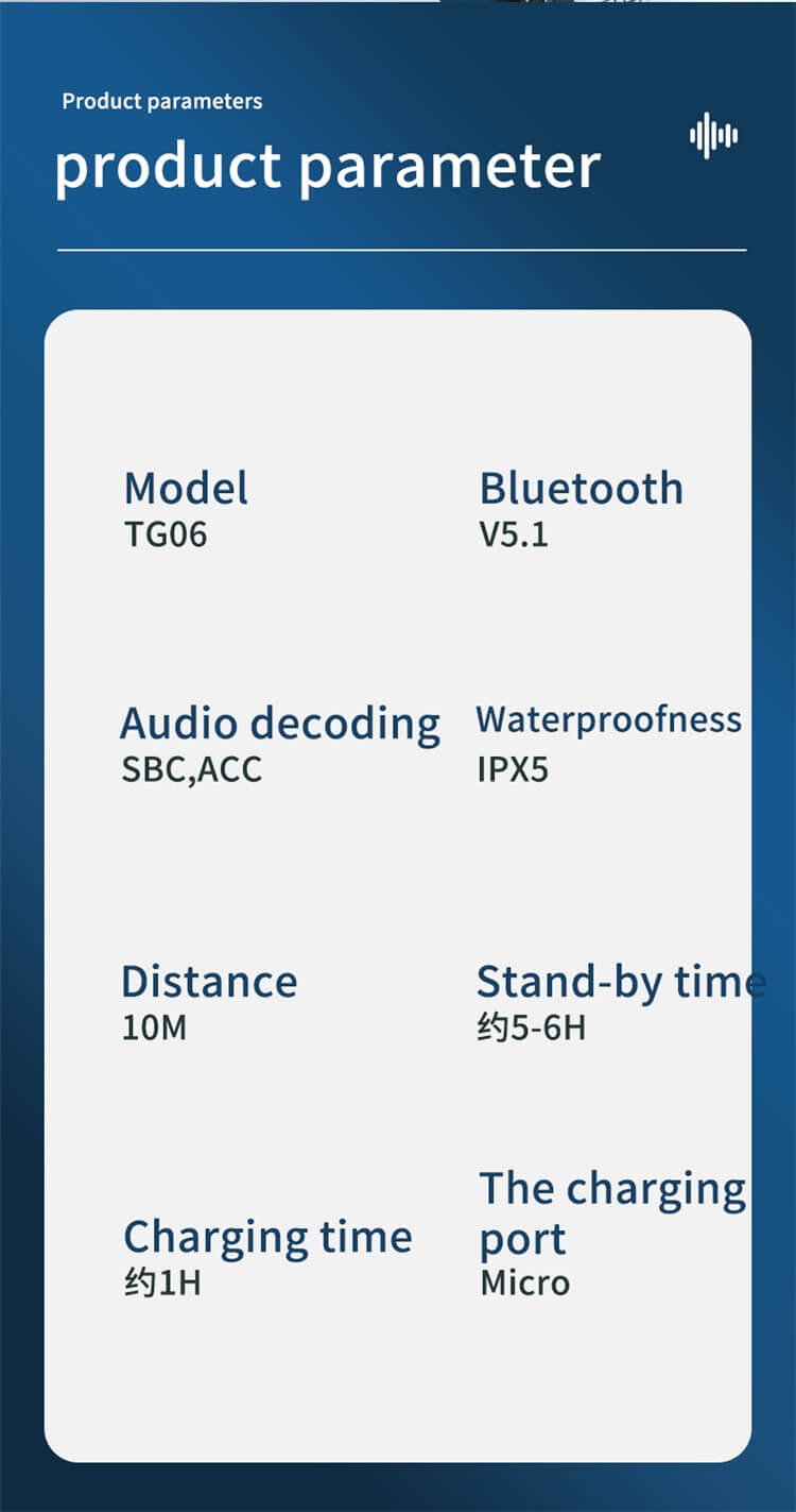 TG06 Ture Stereo Noise Cancelling IPX5 Wasserdichte Ohrhörer OEM ODM-Shenzhen Shengye Technology Co.,Ltd