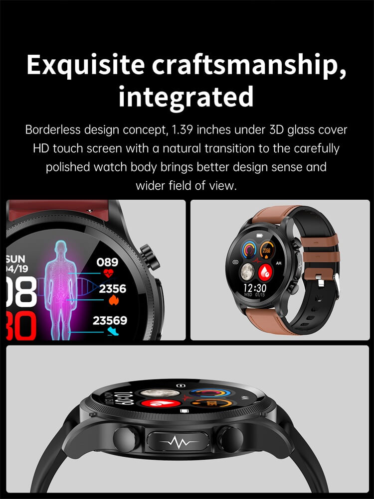 E400 Intelligent ECG Blood Glucose Health Watch 1,39 pouces HD Screen ECG Chest Patch Analyse ECG en temps réel Smart Watch-Shenzhen Shengye Technology Co., Ltd