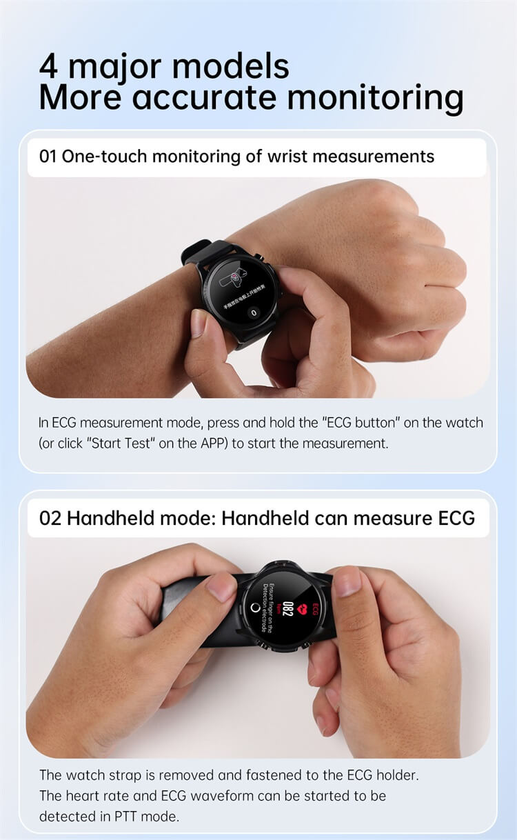 E400 intelligens EKG vércukorszint egészségügyi óra, 1,39 hüvelykes HD képernyős EKG mellkasi tapasz valós idejű EKG-elemzés Smart Watch-Shenzhen Shengye Technology Co., Ltd.