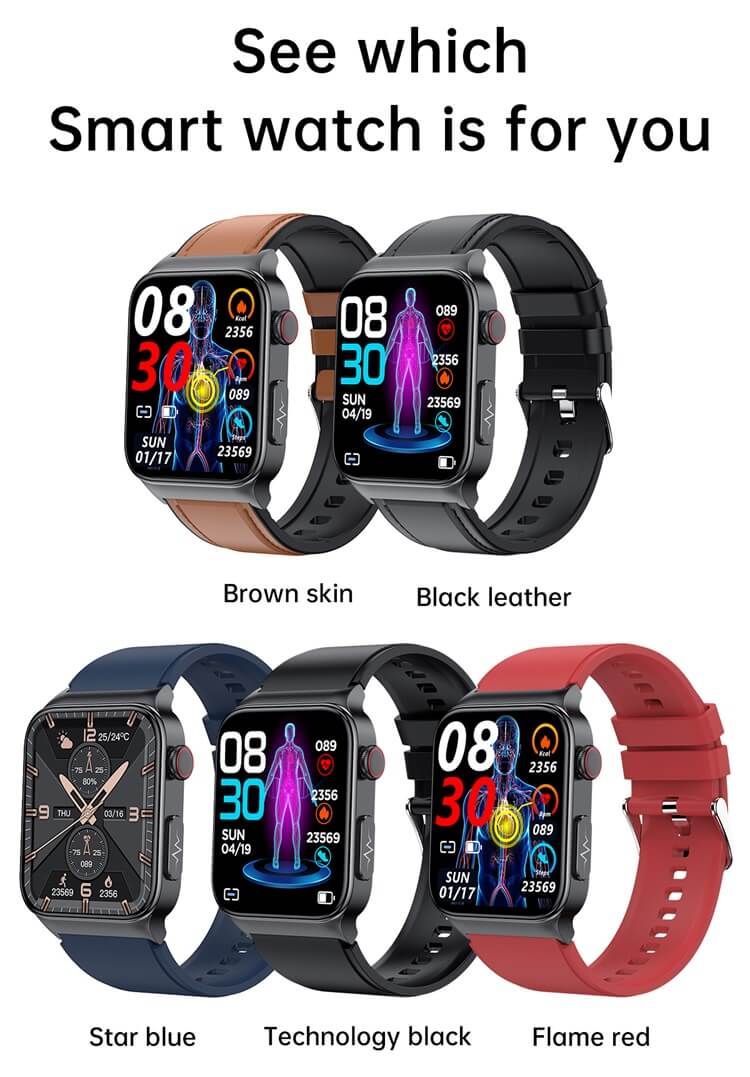 E500 혈압 혈압 산소 혈당 ECG Smartwatch 사용자 정의 로고 1.83 화면 건강 추적 스마트 시계-Shenzhen Shengye Technology Co.,Ltd