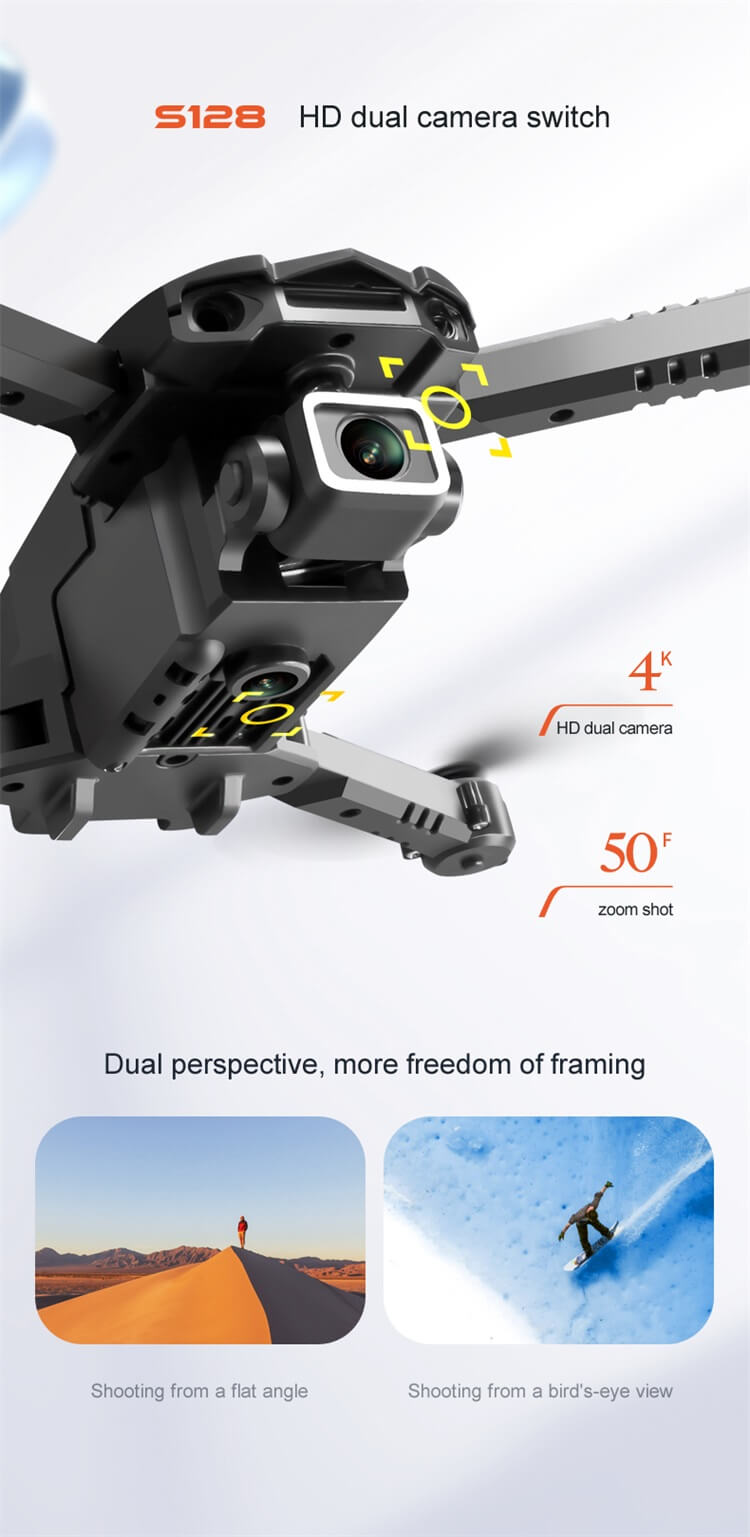 S128 Mini Drone Portatile 10 Minuti Tempo di Volo 4K Doppia Fotocamera Una Chiave Evitamento Ostacoli Decollo Atterraggio Wifi RC Drone-Shenzhen Shengye Technology Co.,Ltd