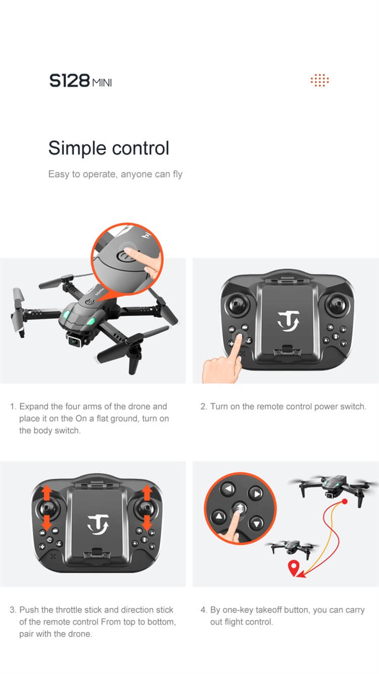 S128 Mini Drone Portatile 10 Minuti Tempo di Volo 4K Doppia Fotocamera Una Chiave Evitamento Ostacoli Decollo Atterraggio Wifi RC Drone-Shenzhen Shengye Technology Co.,Ltd