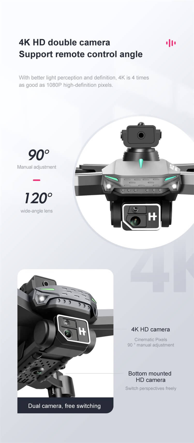 KY605 RC ควบคุม 15 นาทีอายุการใช้งานแบตเตอรี่ระยะทางการจัดส่งช่วง Wifi สี่โรเตอร์ UAV Dual HD กล้อง 4K Drone-Shenzhen Shengye Technology Co.,Ltd