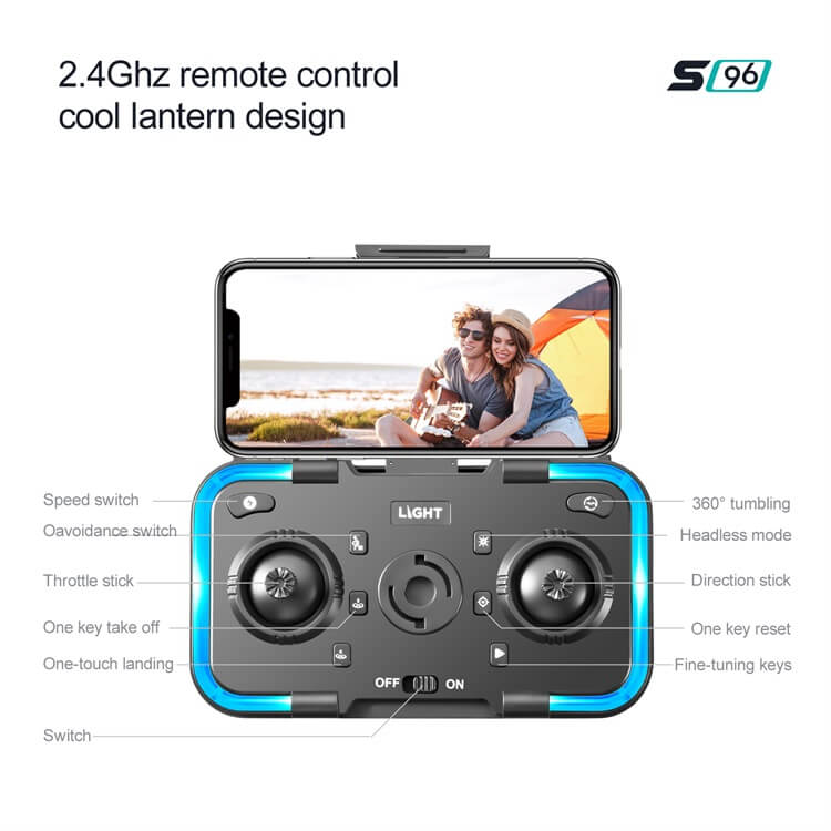 S96 Mini Drone Dobra Portátil 4K Câmera Dupla 10 Minutos Tempo de Vôo Luz Controle Remoto Armazenamento Integrado Wifi RC Drone-Shenzhen Shengye Technology Co., Ltd