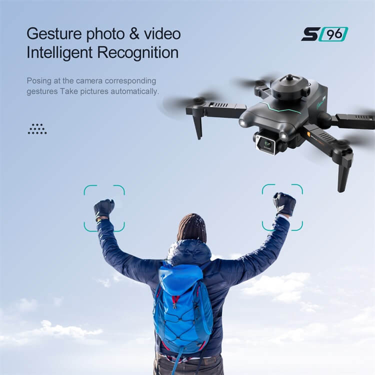 S96 Mini-Drohne, zusammenklappbar, tragbar, 4K-Doppelkamera, 10 Minuten Flugzeit, Licht, Fernbedienung, integrierter Speicher, WLAN, RC-Drohne-Shenzhen Shengye Technology Co., Ltd