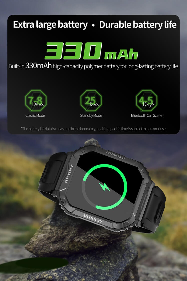 V50 Schermo ad alta definizione da 1,83 pollici Sport Tre difese 330mAh Batteria grande Standby lungo Smart Watch-Shenzhen Shengye Technology Co., Ltd