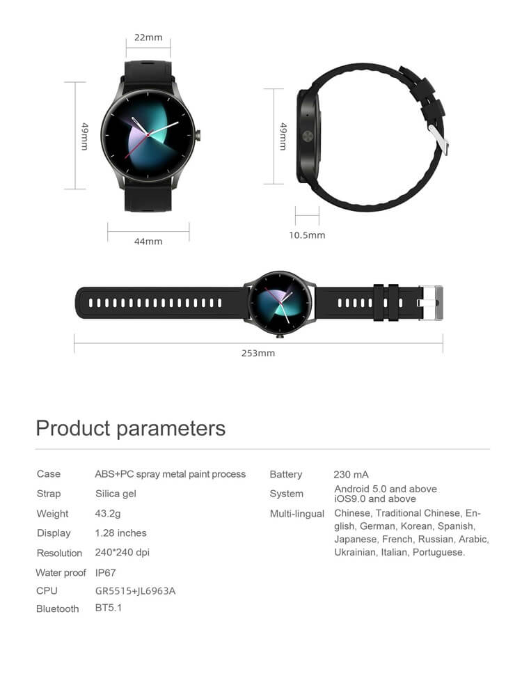 ZL50 Dünnes, stilvolles Design, 1,28-Zoll-Touchscreen, jugendliche Vitalität, IP67, wasserdicht, Android-Smartwatch – Shenzhen Shengye Technology Co., Ltd