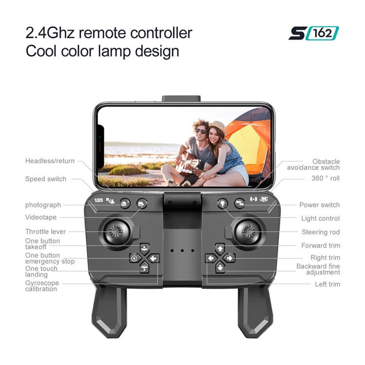 S162 LED Cool Night Flight 10 minuti di durata della batteria 4K HD Dual Camera Lens Commutazione Visione più ampia Luce Telecomando Drone-Shenzhen Shengye Technology Co.,Ltd